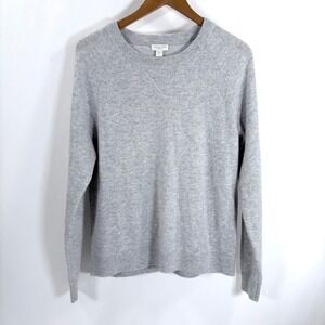 Garnet Hill Cashmere Crew Neck Raglan Sweater Light Gray Women Size S